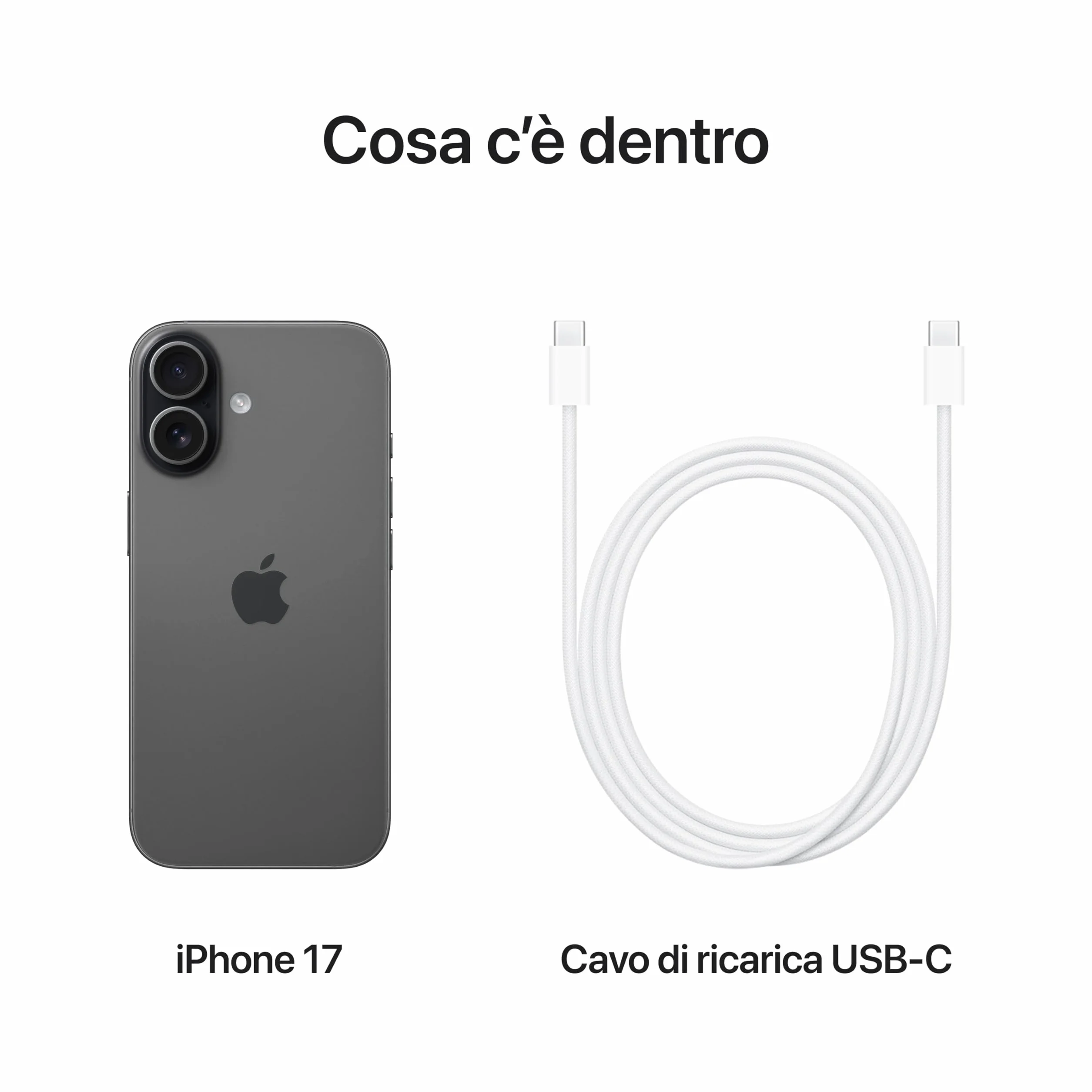 Apple iPhone 17 256 GB: display 6,3" con ProMotion, chip A19, fotocamera frontale Center Stage per selfie di gruppo più facili, più resistenza ai graffi, un giorno intero di batteria; Nero